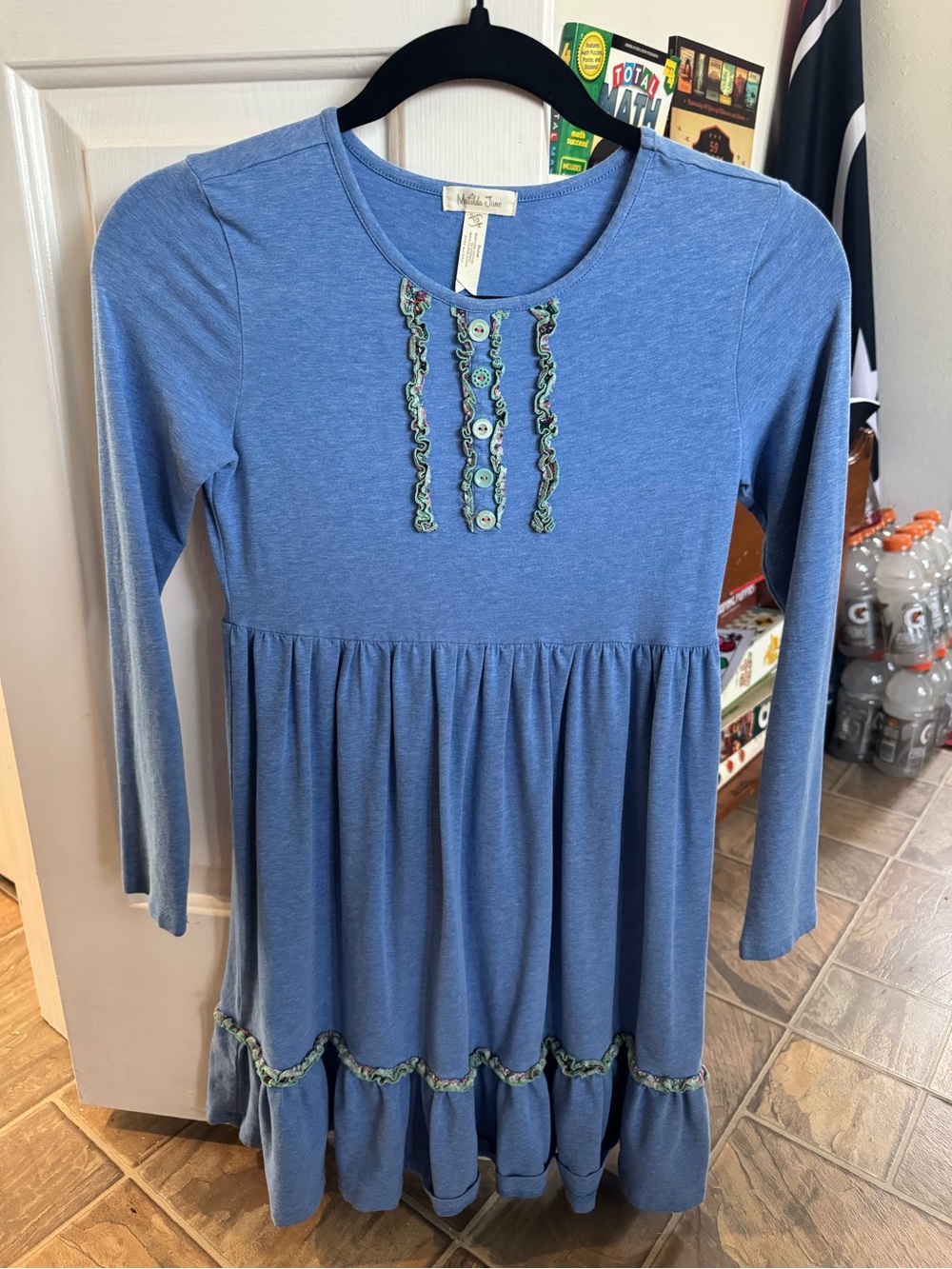 Matilda Jane Long-Sleeve Ruffle Hem G Dress, Blue, Size 10